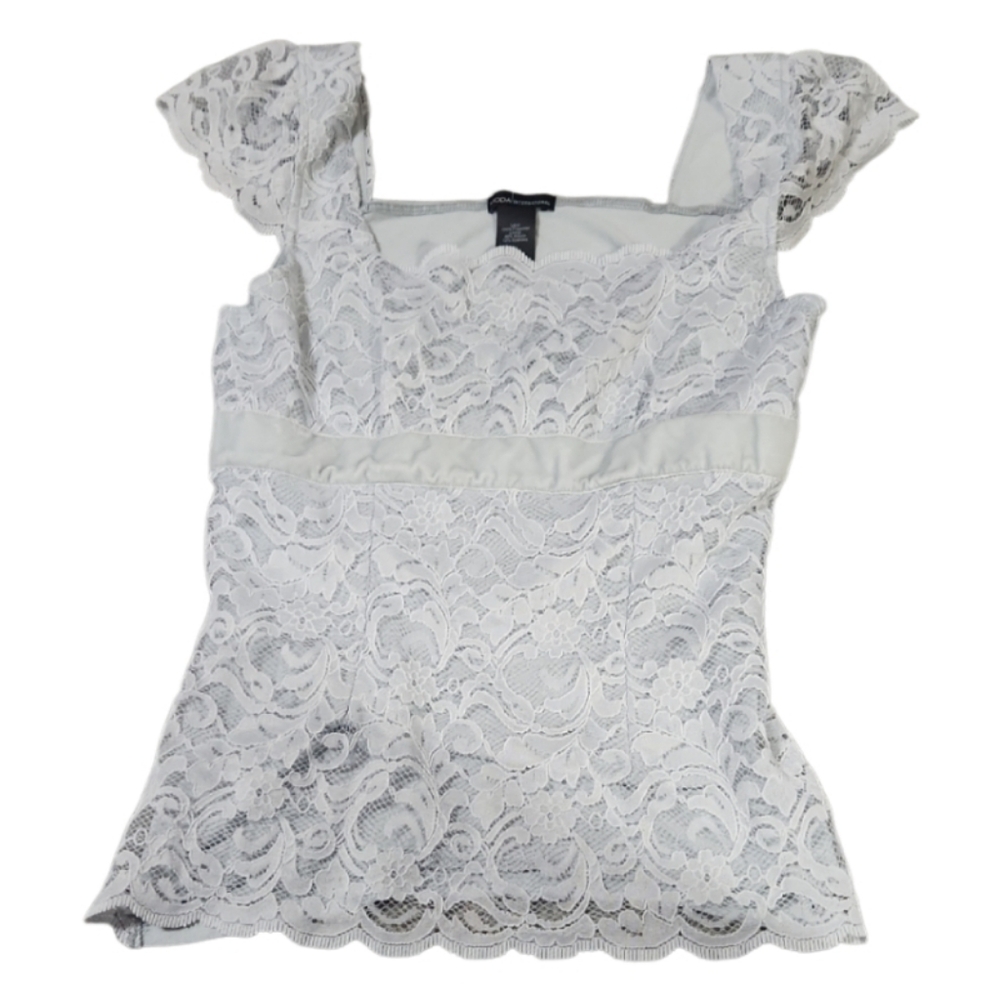 Made In U.s.a 90s Jrs Med Elegant Blue Lace Top